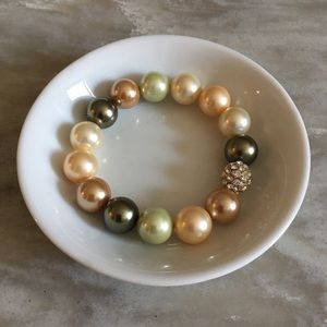 NEW but Vintage Multi-Color Faux Pearl Stretch Bracelet